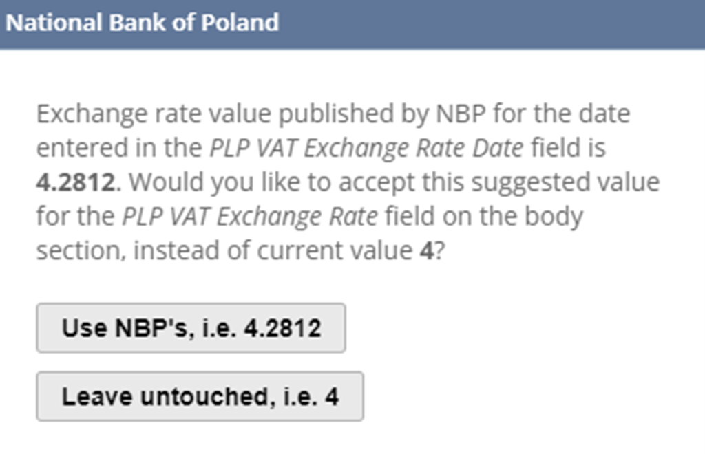 Zmiana wartości kursu w Oracle NetSuite PLP