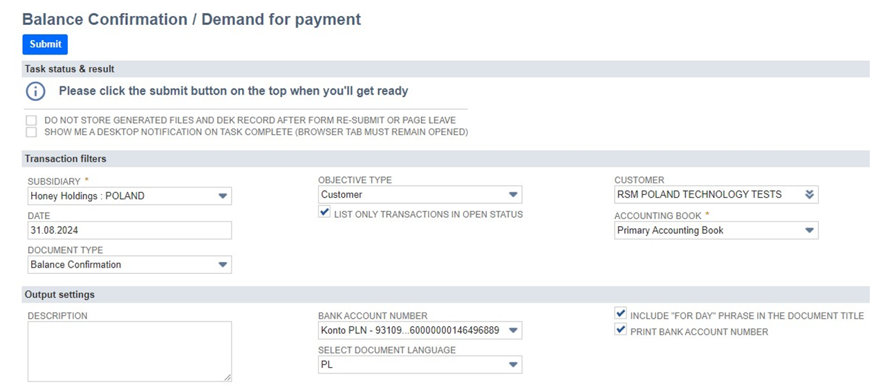 balance confirmation oracle netsuite plp