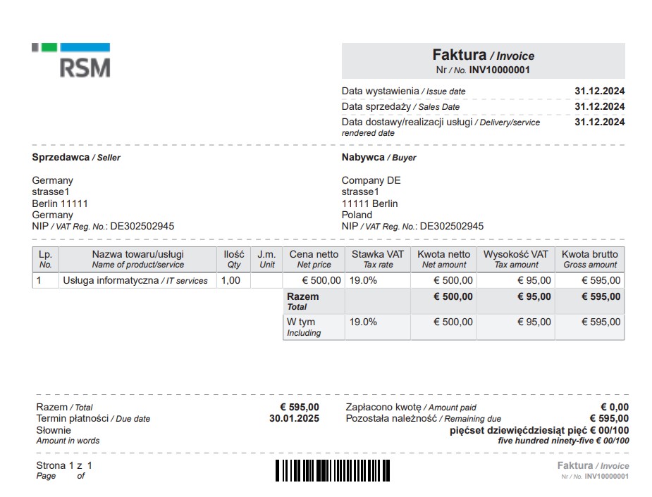 Dedykowane wydruki dokumentów Sales Order, Invoice oraz Credit Memo Oracle NetSuite